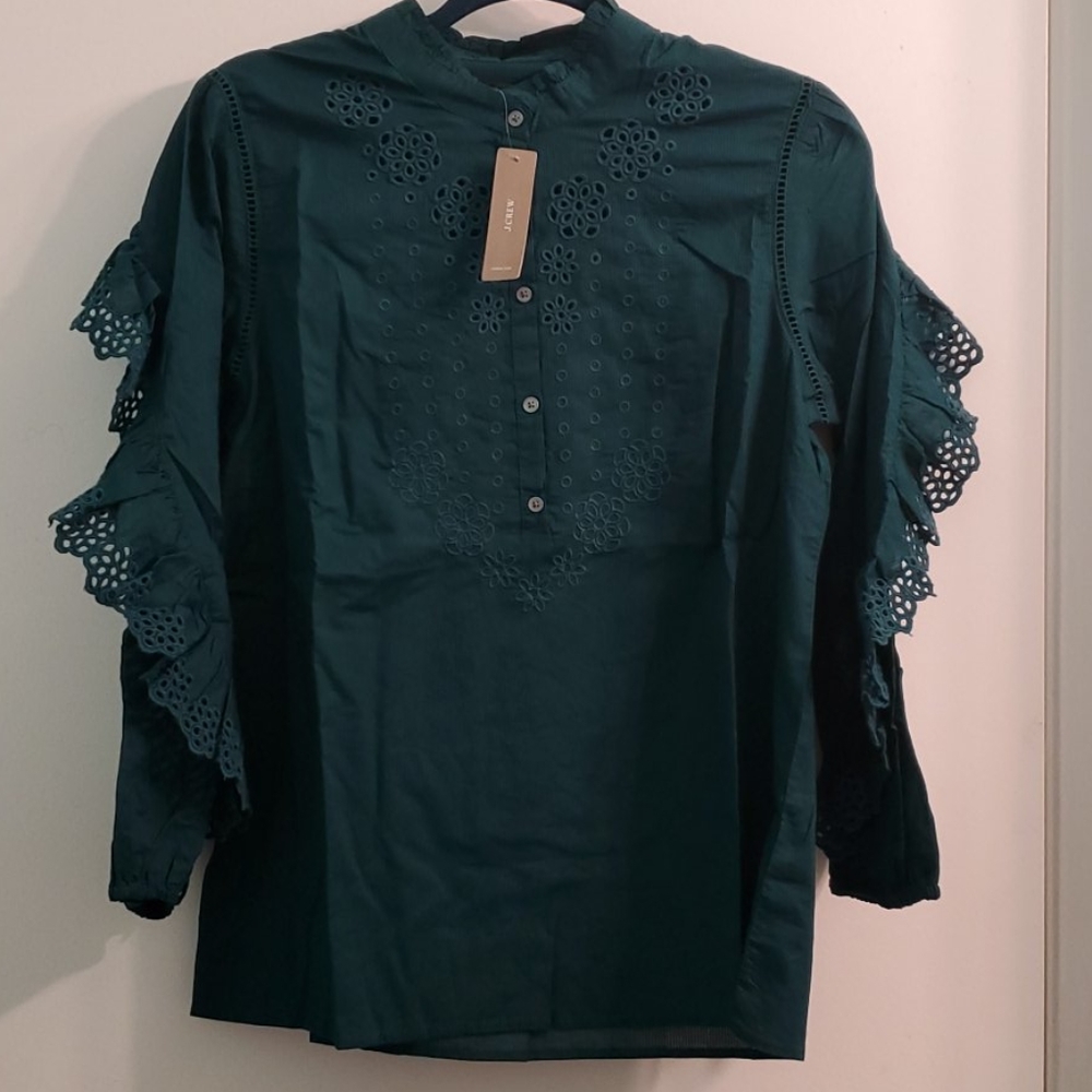 J crew ruffle sleeve top